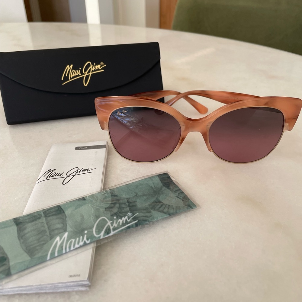 NWT Maui Jim Mariposa Polarized Sunglasses 56mm Coral and Rose Gold